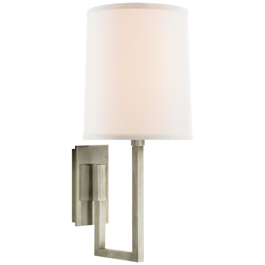 Asbrow Library Sconce-Visual Comfort-VISUAL-BBL 2027PWT-L-Wall LightingPewter / Ivory Linen Shade-3-France and Son