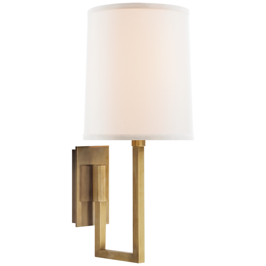 Asbrow Library Sconce-Visual Comfort-VISUAL-BBL 2027SB-L-Wall LightingSoft Brass / Ivory Linen Shade-4-France and Son