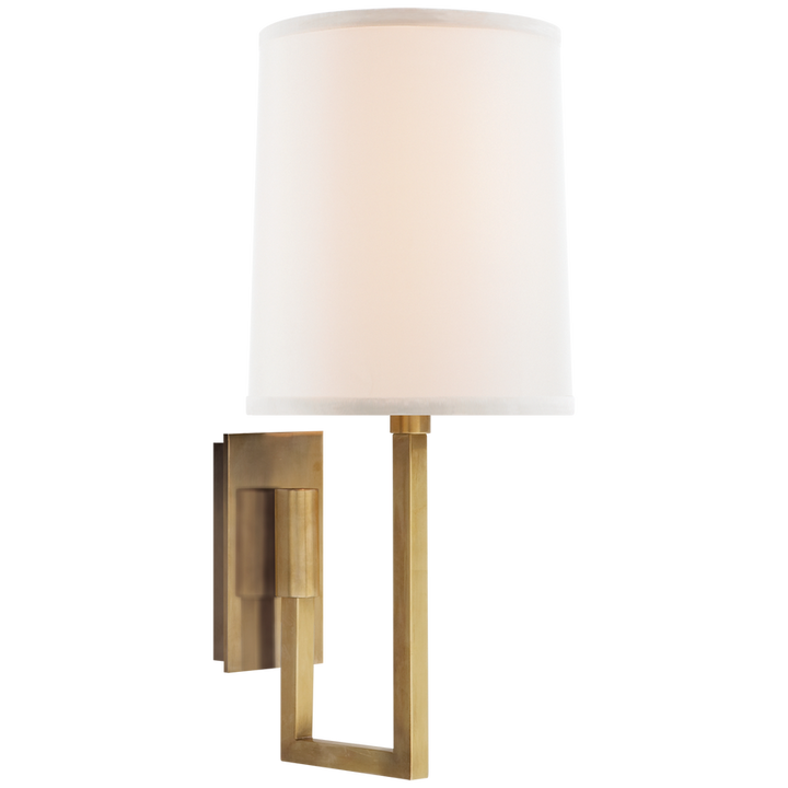 Asbrow Library Sconce-Visual Comfort-VISUAL-BBL 2027SB-L-Wall LightingSoft Brass / Ivory Linen Shade-4-France and Son