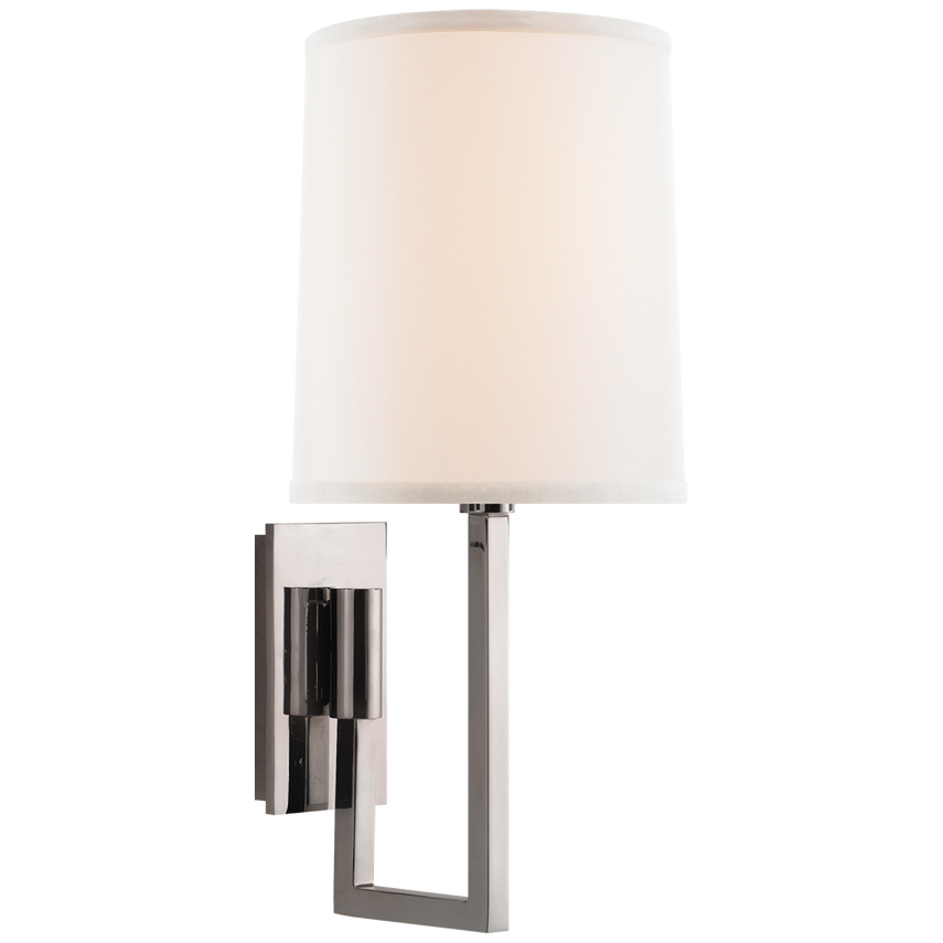 Asbrow Library Sconce-Visual Comfort-VISUAL-BBL 2027SS-L-Wall LightingSoft Silver / Ivory Linen Shade-5-France and Son