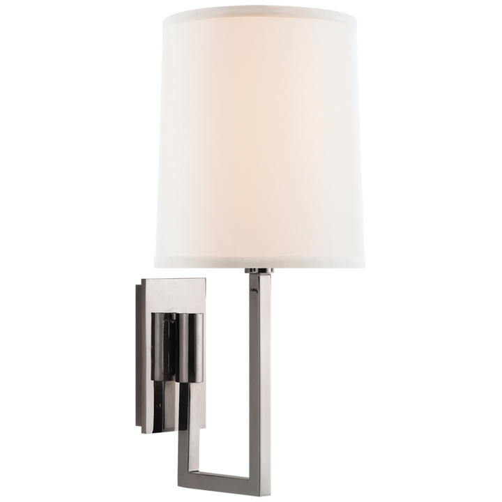 Asbrow Library Sconce-Visual Comfort-VISUAL-BBL 2027SS-L-Wall LightingSoft Silver / Ivory Linen Shade-5-France and Son