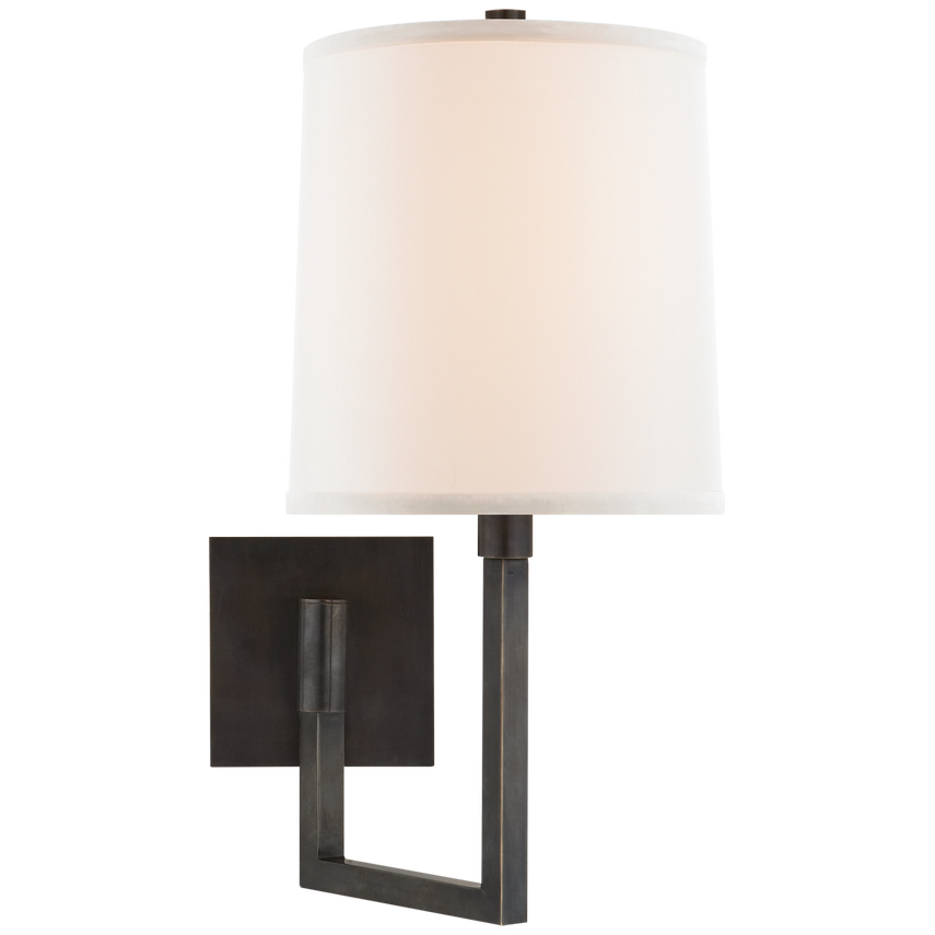 Asbrow Small Articulating Sconce-Visual Comfort-VISUAL-BBL 2028BZ-L-Wall LightingBronze with Ivory Linen Shade-1-France and Son