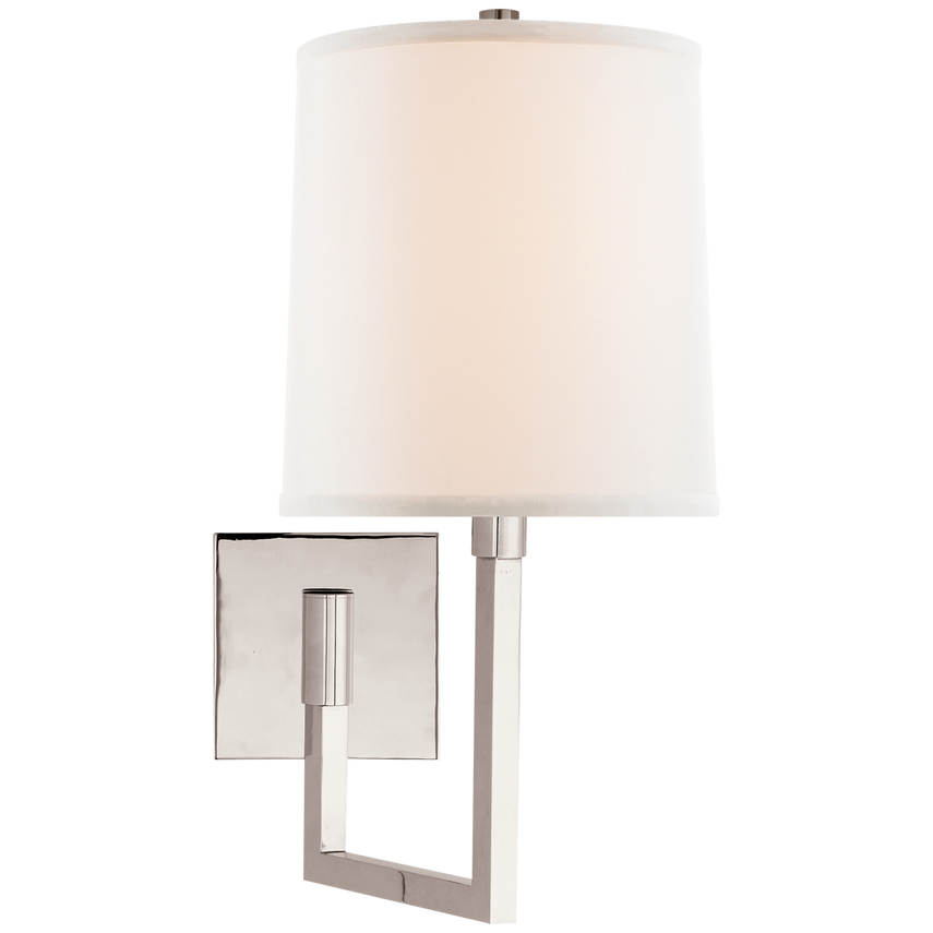 Asbrow Small Articulating Sconce-Visual Comfort-VISUAL-BBL 2028PN-L-Wall LightingPolished Nickel with Ivory Linen Shade-2-France and Son
