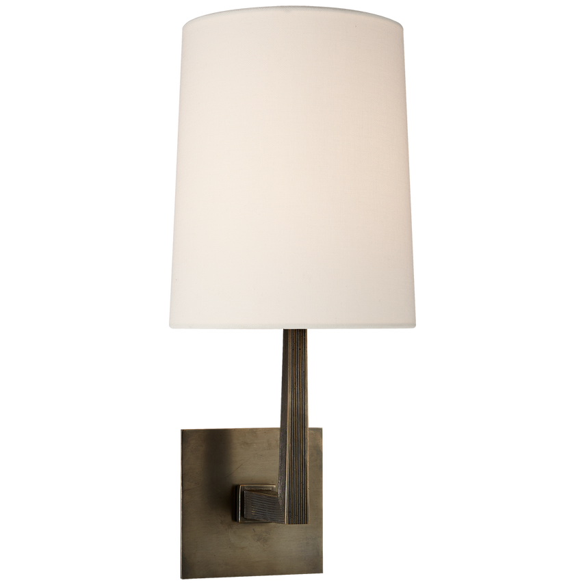 Olla Medium Single Sconce-Visual Comfort-VISUAL-BBL 2082BZ-L-Wall LightingBronze / Linen Shade-1-France and Son