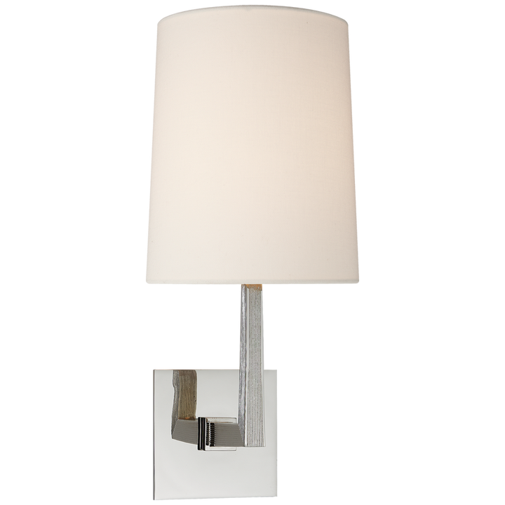 Olla Medium Single Sconce-Visual Comfort-VISUAL-BBL 2082PN-L-Wall LightingPolished Nickel / Linen Shade-2-France and Son