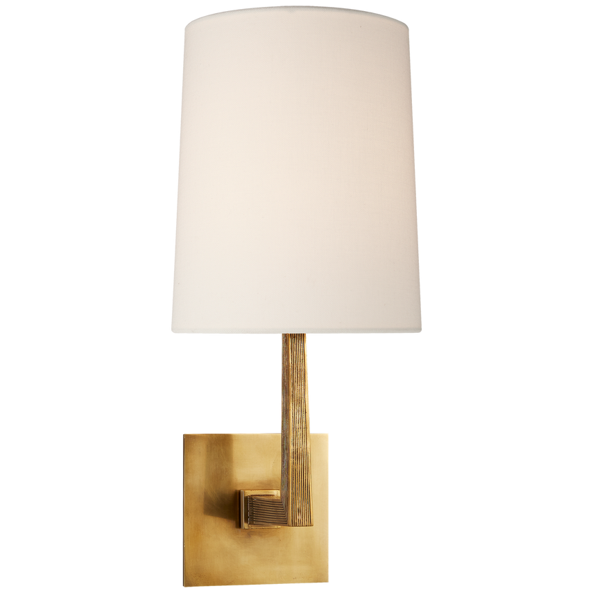 Olla Medium Single Sconce-Visual Comfort-VISUAL-BBL 2082SB-L-Wall LightingSoft Brass / Linen Shade-3-France and Son