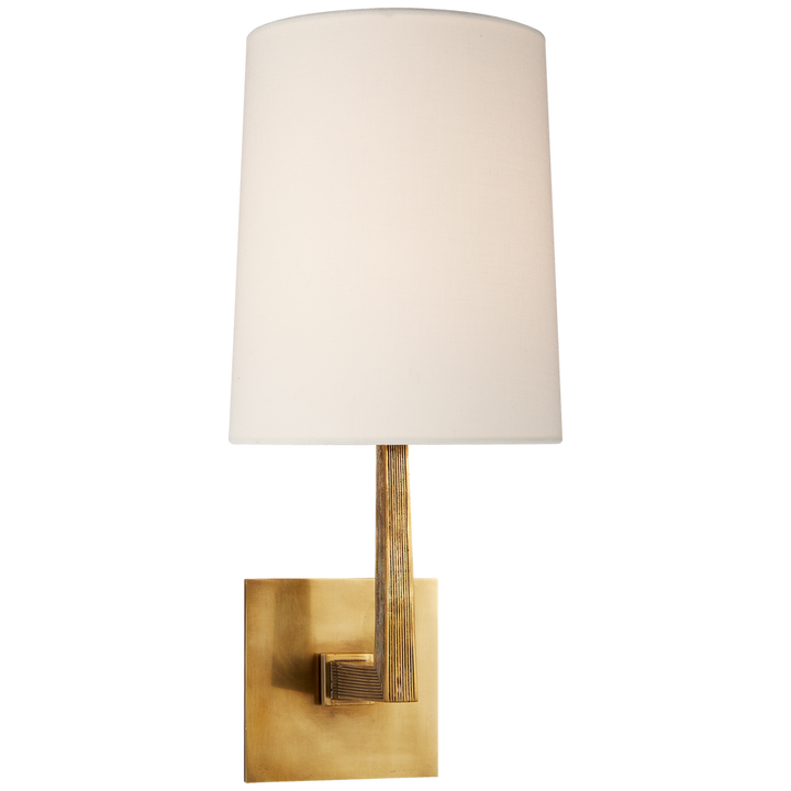 Olla Medium Single Sconce-Visual Comfort-VISUAL-BBL 2082SB-L-Wall LightingSoft Brass / Linen Shade-3-France and Son
