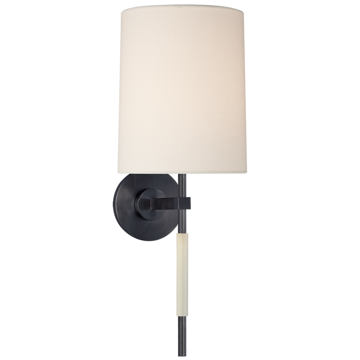 Clodie Tail Sconce-Visual Comfort-VISUAL-BBL 2130BZ-L-Wall LightingBronze/Linen Shade-1-France and Son