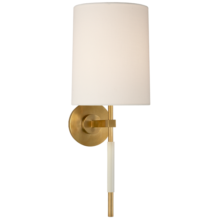 Clodie Tail Sconce-Visual Comfort-VISUAL-BBL 2130SB-L-Wall LightingSoft Brass/Linen Shade-2-France and Son