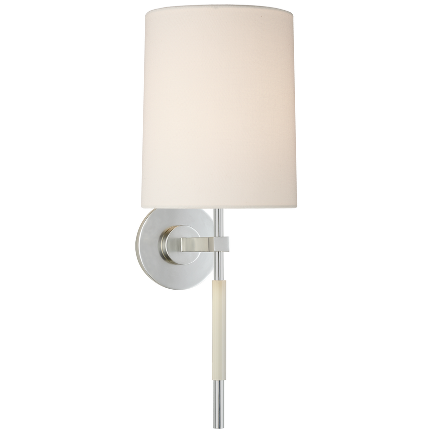 Clodie Tail Sconce-Visual Comfort-VISUAL-BBL 2130SS-L-Wall LightingSoft Silver/Linen Shade-3-France and Son