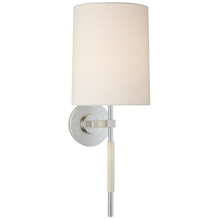 Clodie Tail Sconce-Visual Comfort-VISUAL-BBL 2130SS-L-Wall LightingSoft Silver/Linen Shade-3-France and Son
