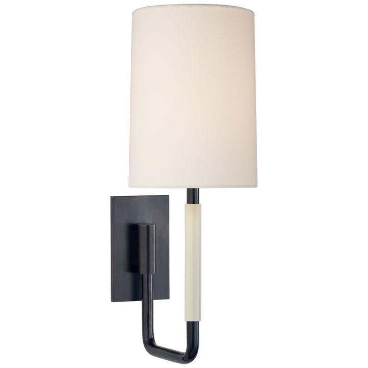 Clodie Small Sconce-Visual Comfort-VISUAL-BBL 2132BZ-L-Wall LightingBronze / Linen Shade-1-France and Son