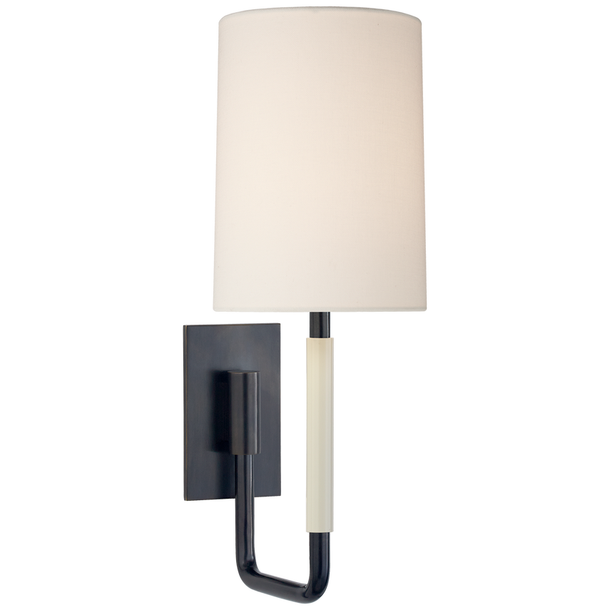 Clodie Small Sconce-Visual Comfort-VISUAL-BBL 2132BZ-L-Wall LightingBronze / Linen Shade-1-France and Son