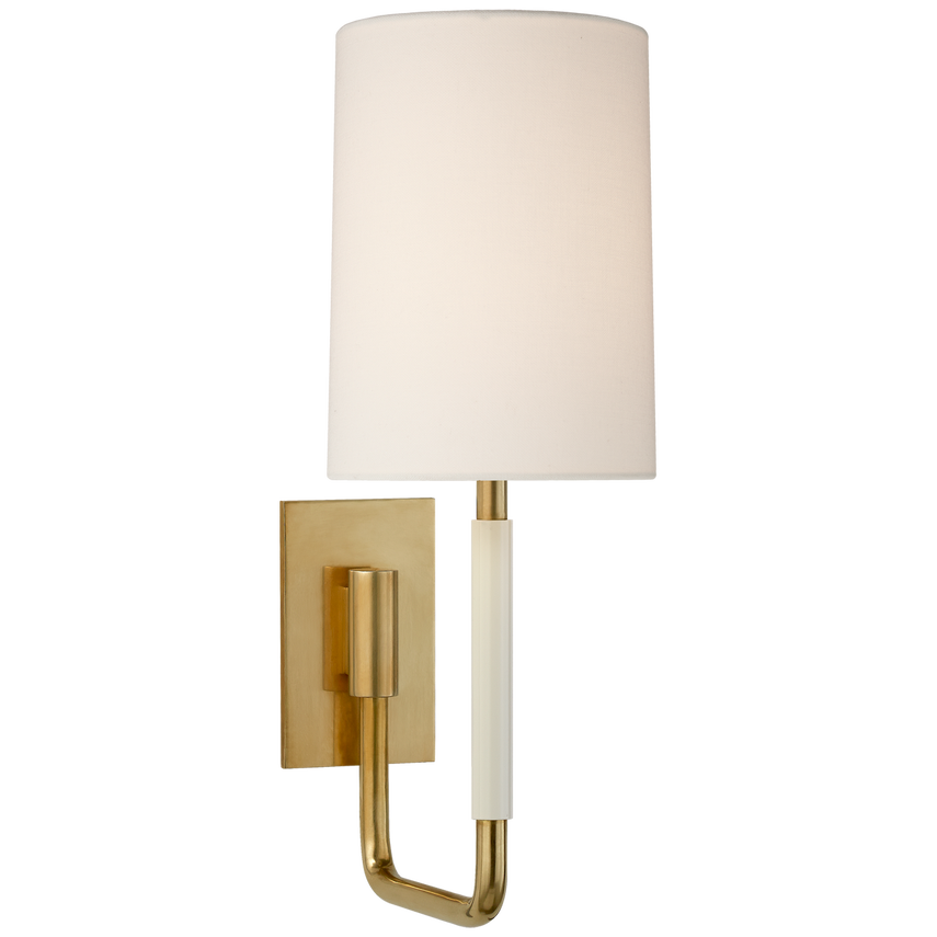 Clodie Small Sconce-Visual Comfort-VISUAL-BBL 2132SB-L-Wall LightingSoft Brass / Linen Shade-2-France and Son