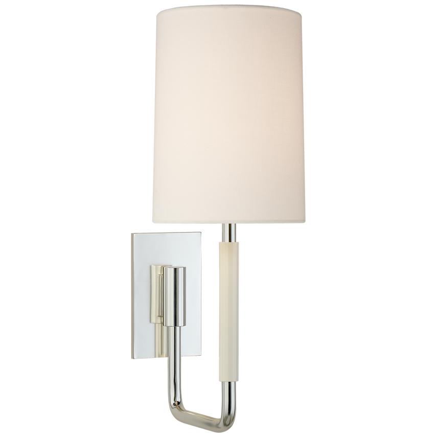 Clodie Small Sconce-Visual Comfort-VISUAL-BBL 2132SS-L-Wall LightingSoft Silver / Linen Shade-3-France and Son