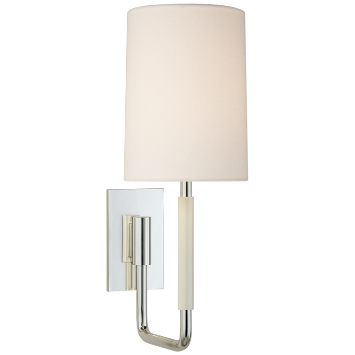 Clodie Small Sconce-Visual Comfort-VISUAL-BBL 2132SS-L-Wall LightingSoft Silver / Linen Shade-3-France and Son