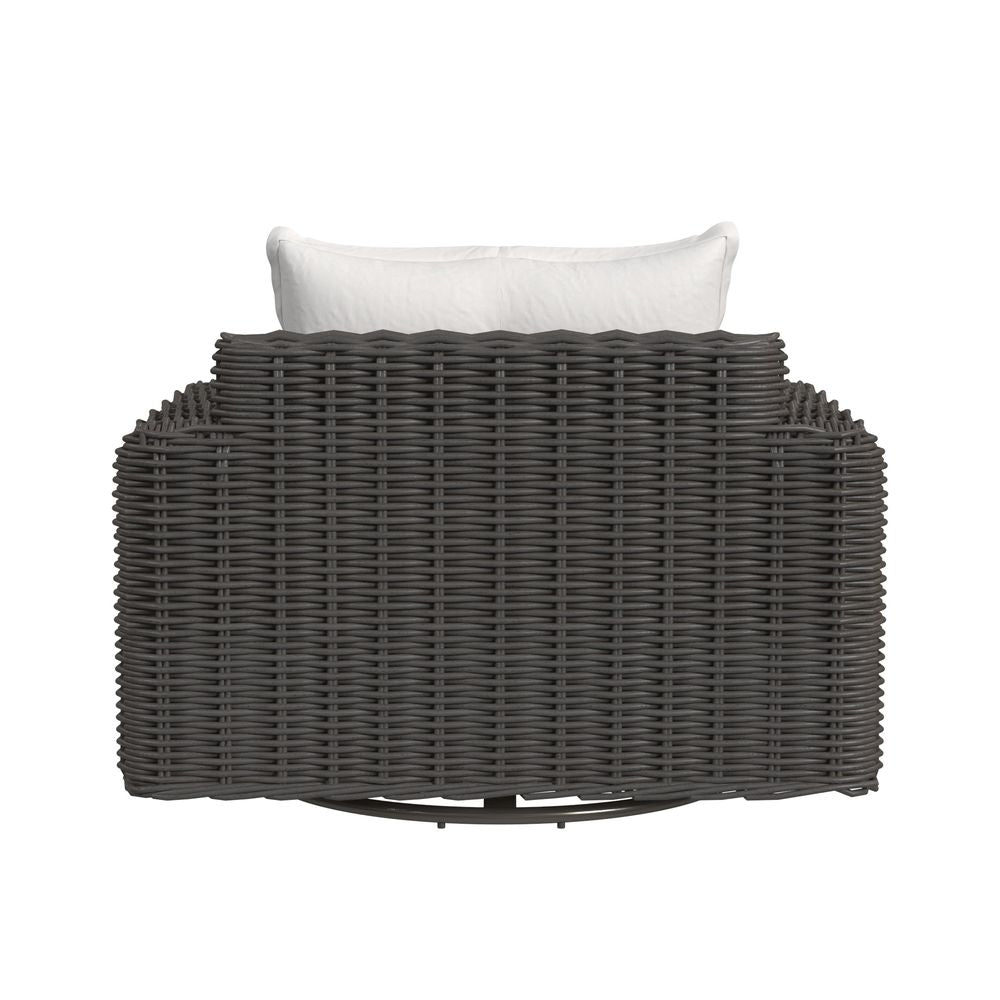 Outdoor Lounge Chairs Cabo Oversized Swivel Club Chair in Soothe Pearl w/ Flange Welt