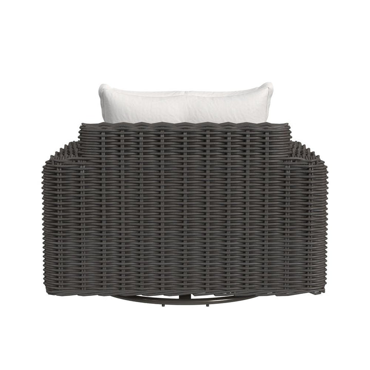 Outdoor Lounge Chairs Cabo Oversized Swivel Club Chair in Soothe Pearl w/ Flange Welt