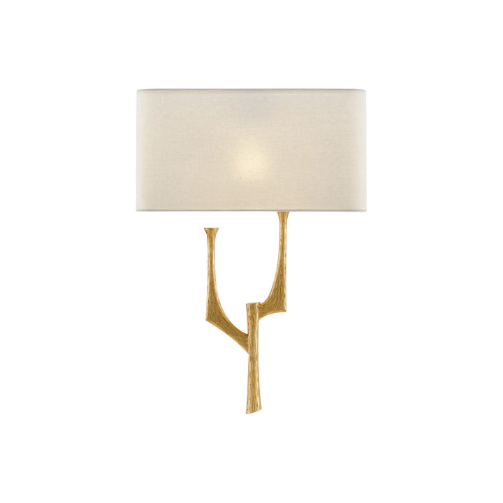 Bodnant Gold Wall Sconce, White Shade, Right