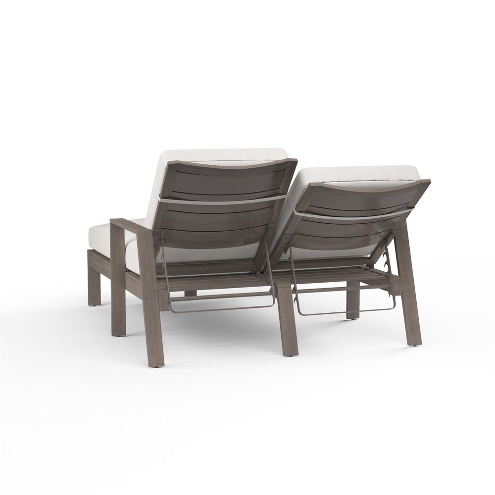 Outdoor Chaises Laguna Double Chaise Lounge in Canvas Flax, No Welt