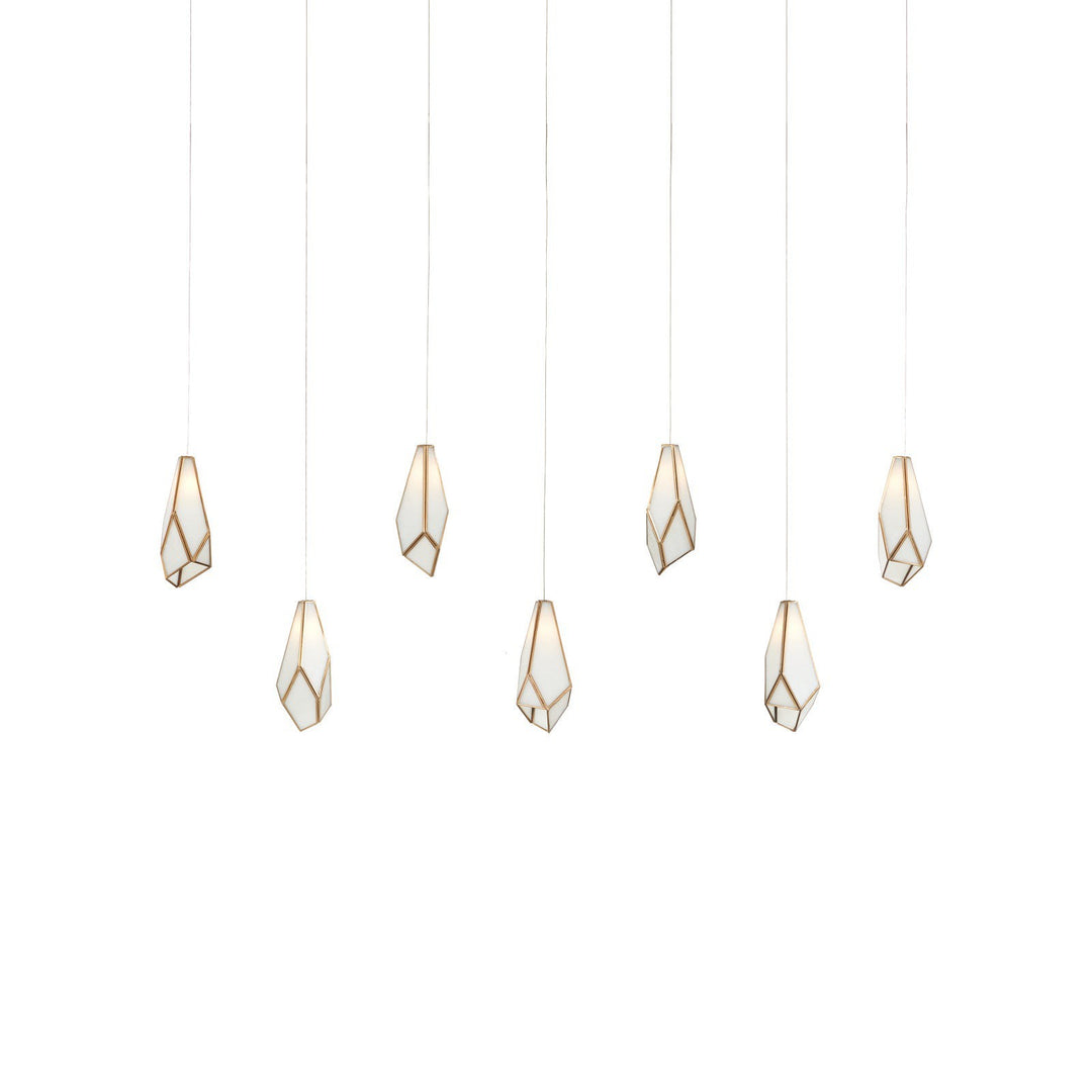 Glace White 7-Light Linear Multi-Drop Pendant