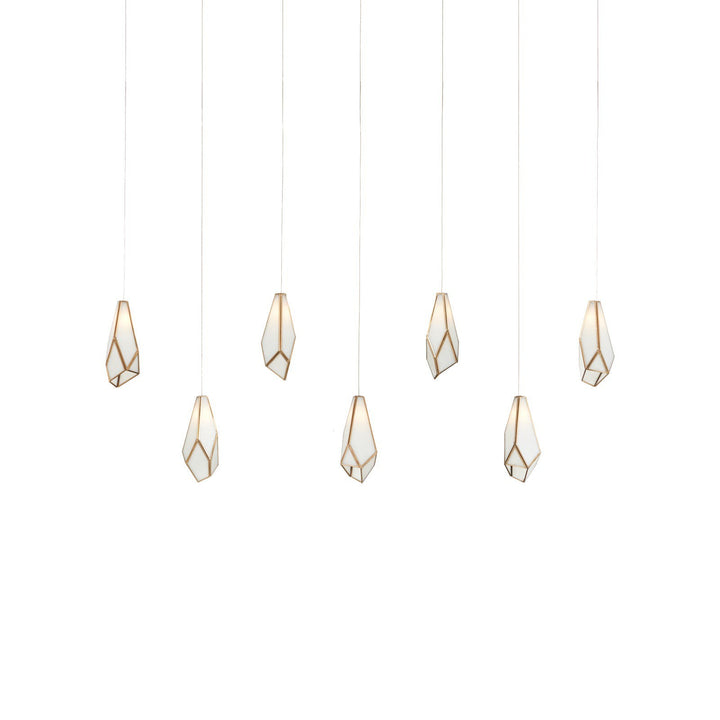 Glace White 7-Light Linear Multi-Drop Pendant