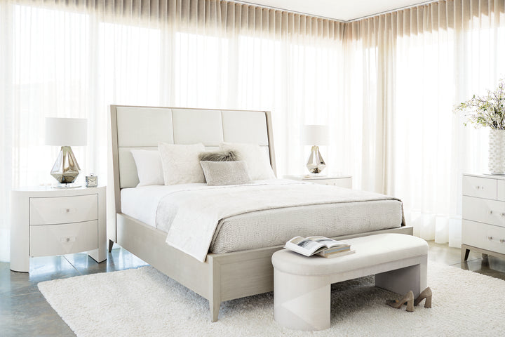 Axiom King Upholstered Panel Bed with Wooden Footboard and Side Rails