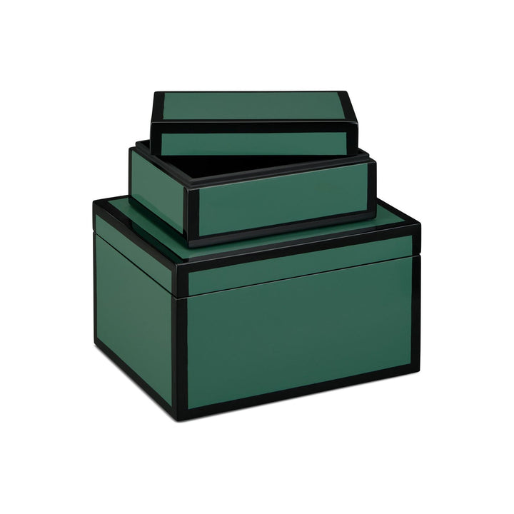 Green Lacquer Box Set of 2