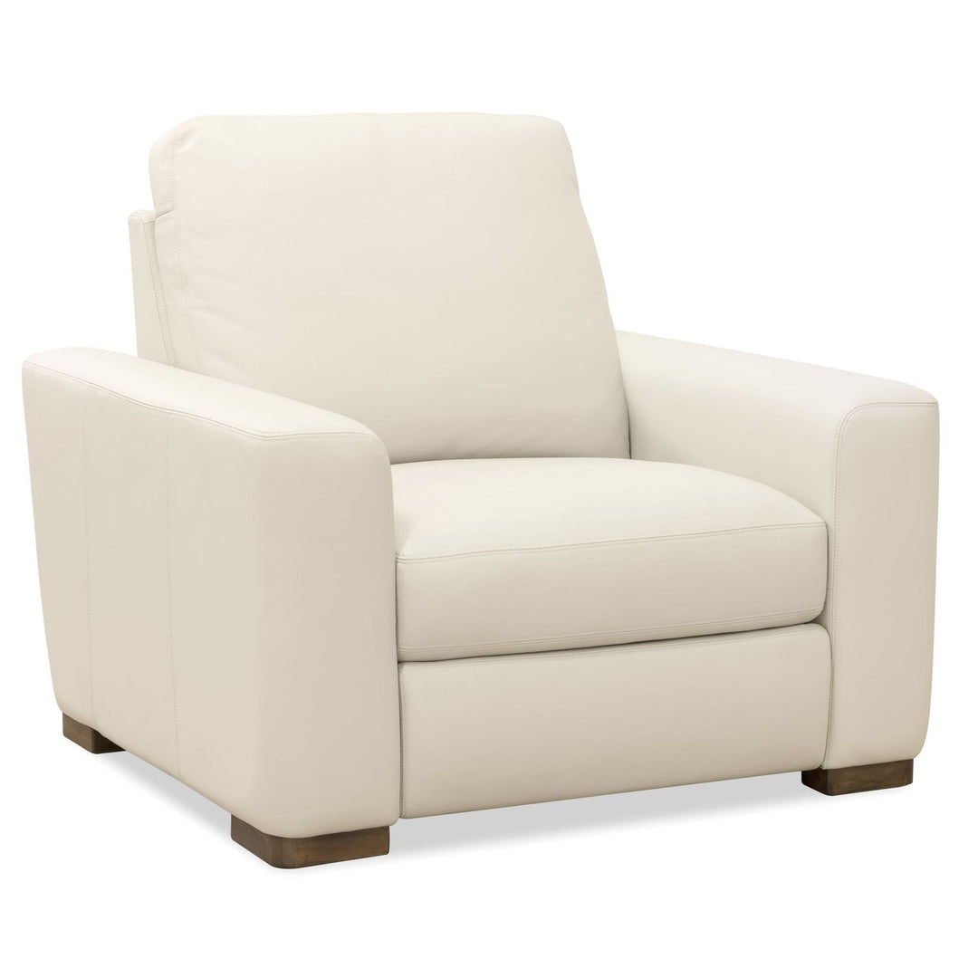 Alternate view of Optimus Power Recliner with Power Headrest in cream and off-white with boxy.