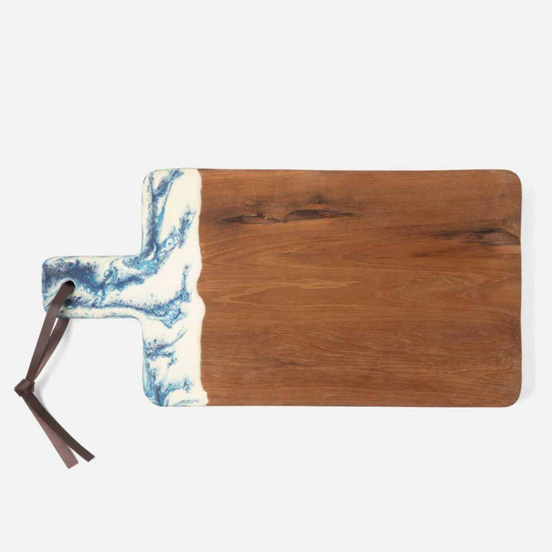 Austin Blue Swirled Serving Board Resin/Natural Teak 235X12
