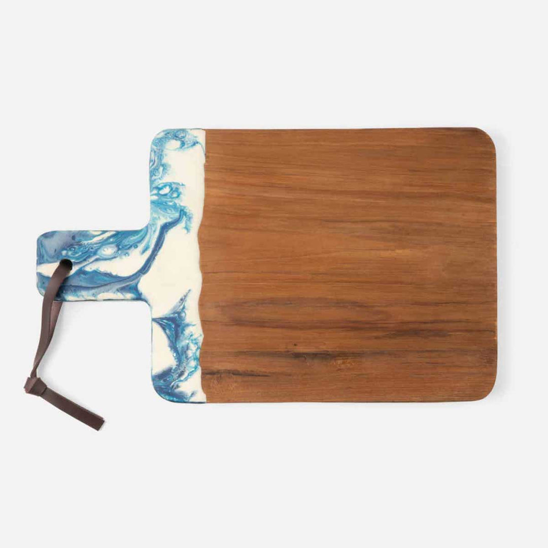 Austin Blue Swirled Serving Board Resin/Natural Teak 195X12