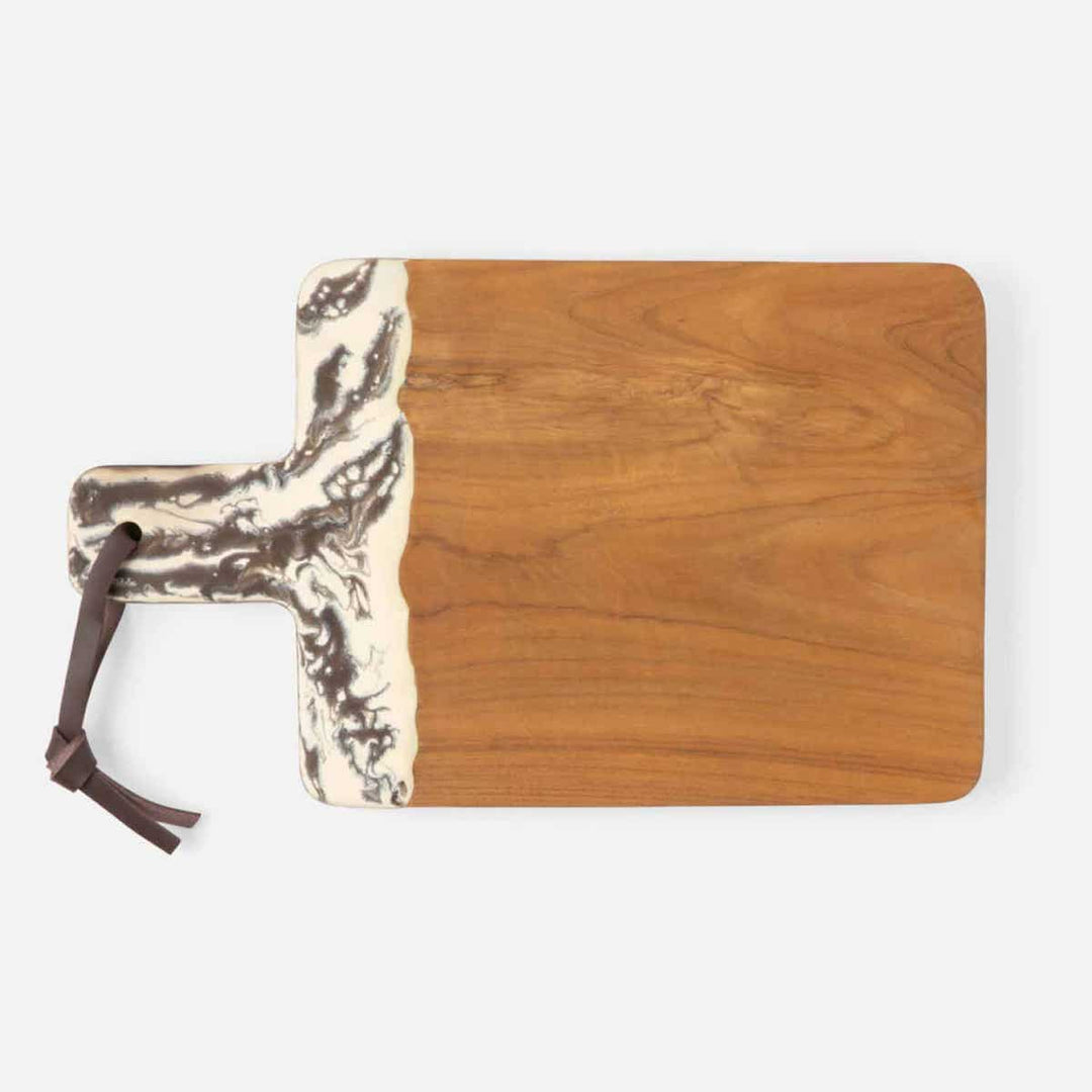 Austin Brown Swirled Serving Board Resin/Natural Teak 195X12