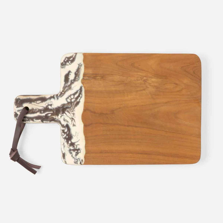Austin Brown Swirled Serving Board Resin/Natural Teak 195X12