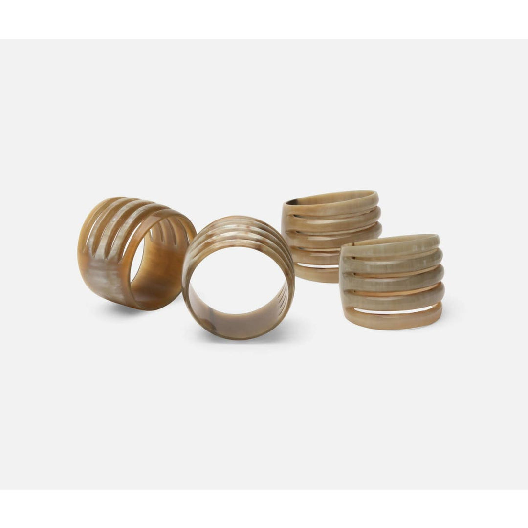 Azure Natural Horn Napkin Ring Boxed Set Of 4
