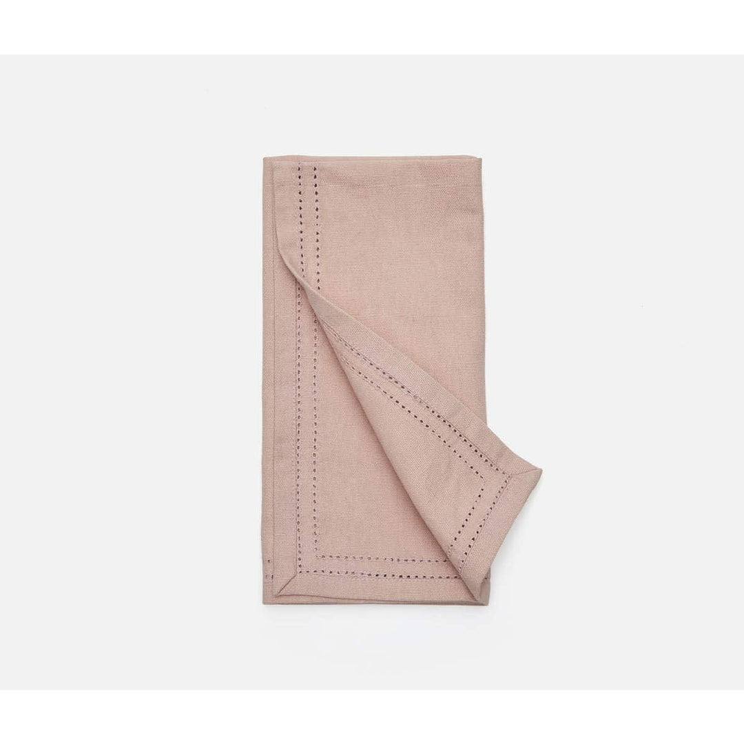 Betty Dusty Rose Double Eyelet Cocktail Napkin Cotton Canvas 10X10 Pack/4