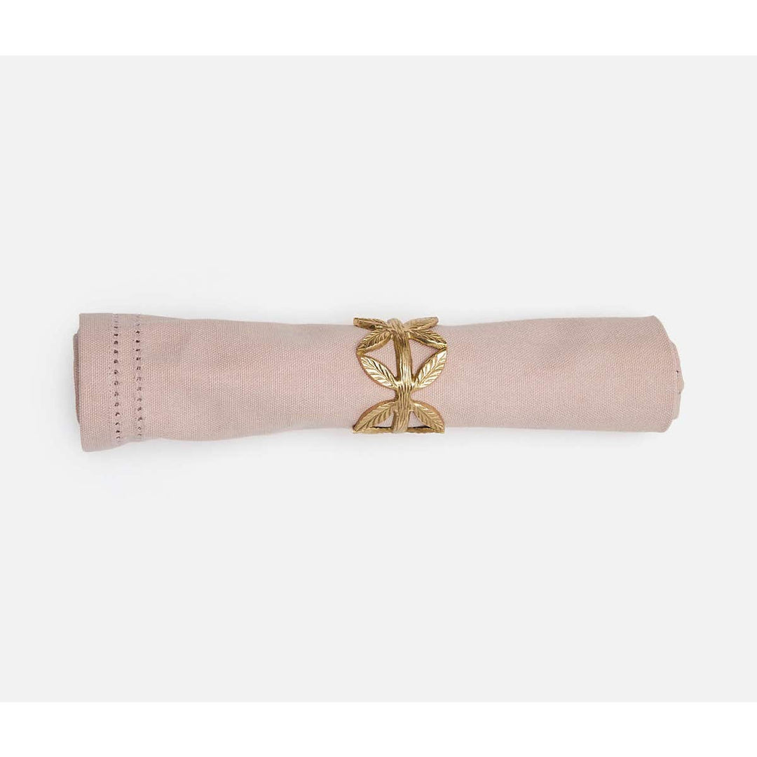 Betty Dusty Rose Double Eyelet Cocktail Napkin Cotton Canvas 10X10 Pack/4