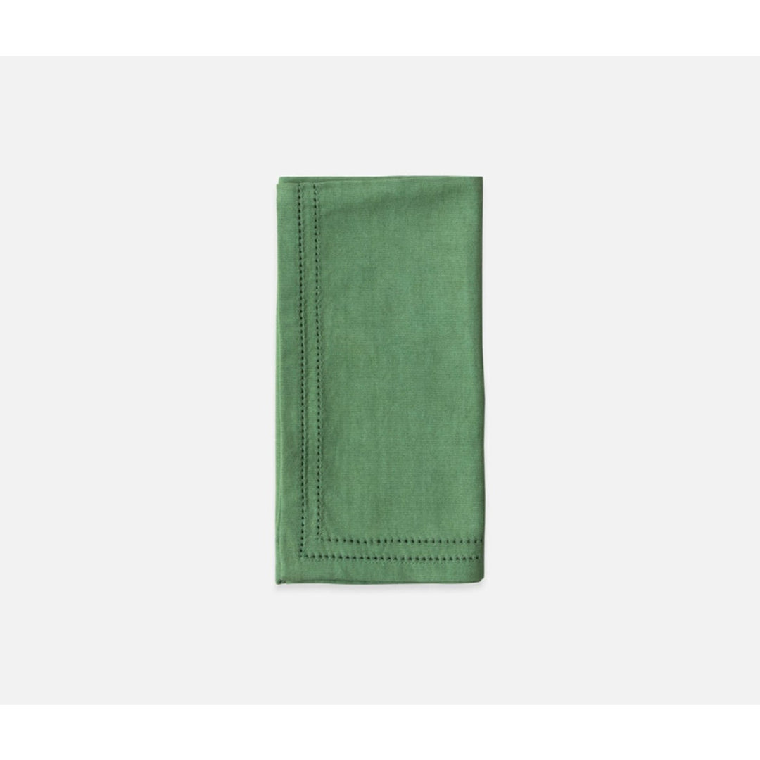 Betty Ivy Green Double Eyelet Cocktail Napkin Cotton Canvas 10X10 Pack/4