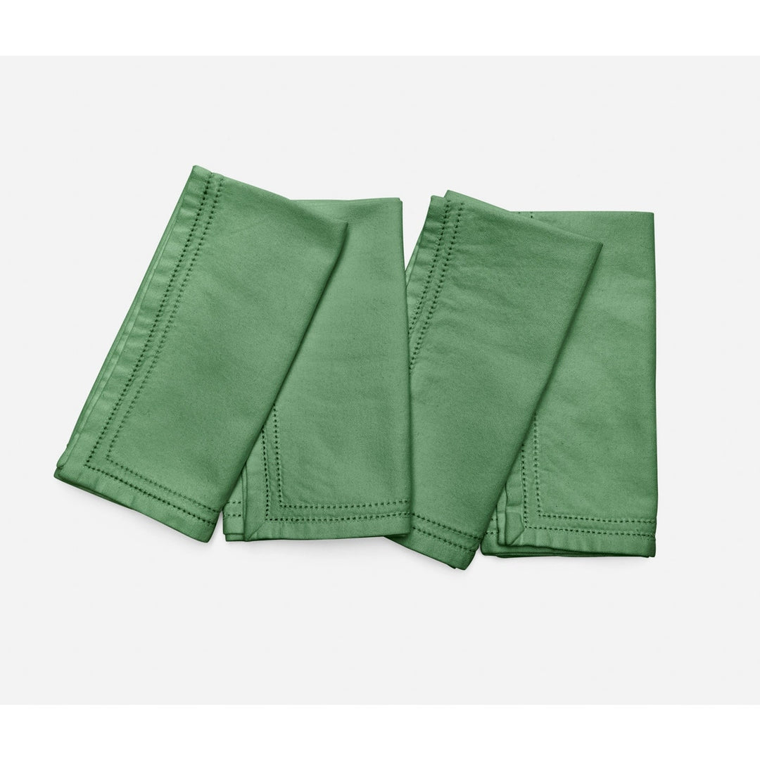 Betty Ivy Green Double Eyelet Cocktail Napkin Cotton Canvas 10X10 Pack/4