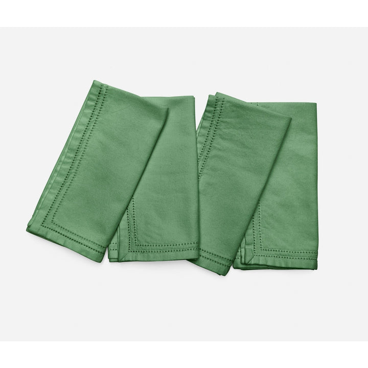 Betty Ivy Green Double Eyelet Cocktail Napkin Cotton Canvas 10X10 Pack/4