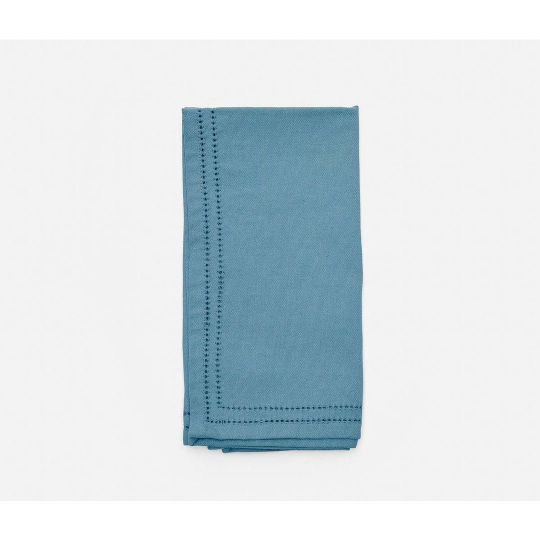 Betty Dusty Teal Double Eyelet Cocktail Napkin Cotton Canvas 10X10 Pack/4