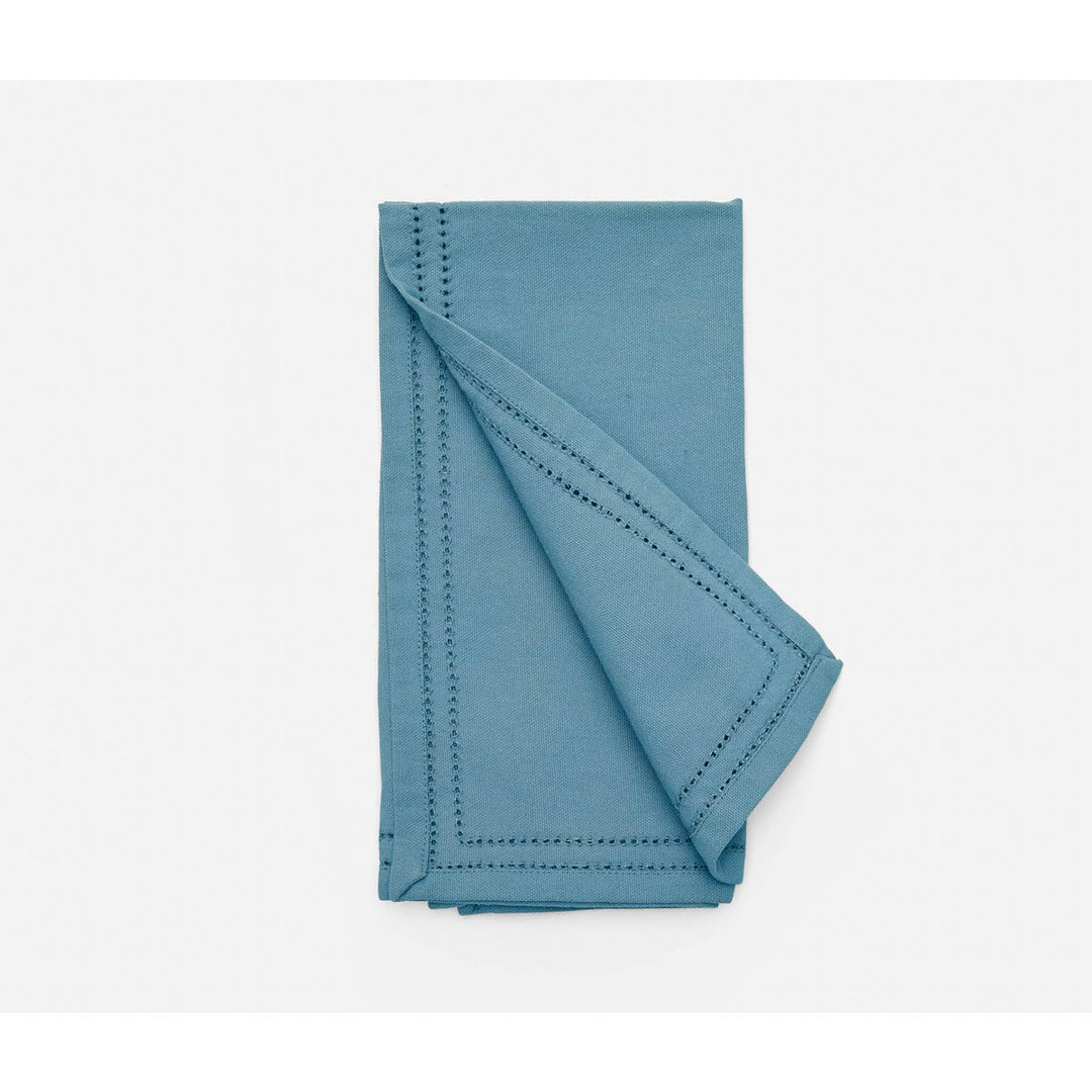 Betty Dusty Teal Double Eyelet Cocktail Napkin Cotton Canvas 10X10 Pack/4