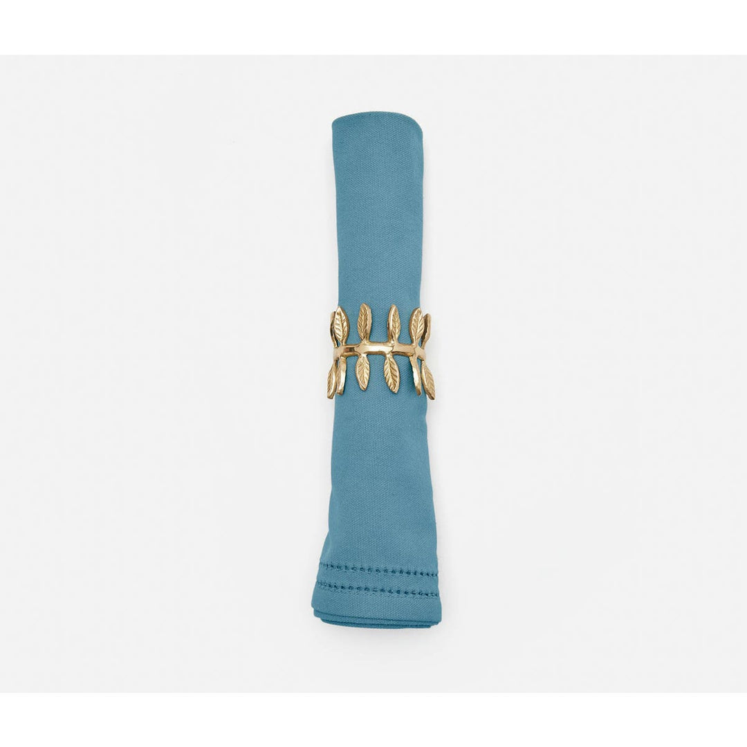 Betty Dusty Teal Double Eyelet Cocktail Napkin Cotton Canvas 10X10 Pack/4