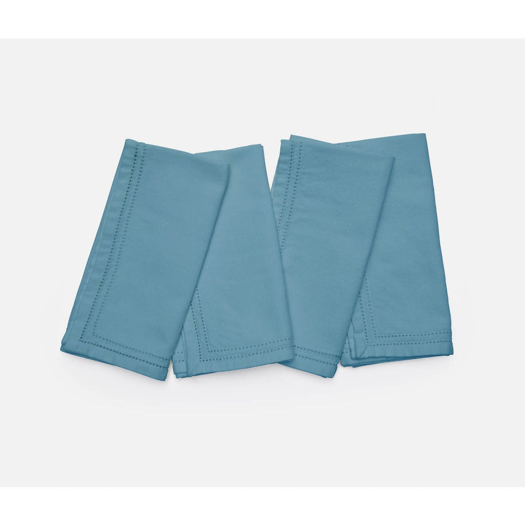 Betty Dusty Teal Double Eyelet Cocktail Napkin Cotton Canvas 10X10 Pack/4