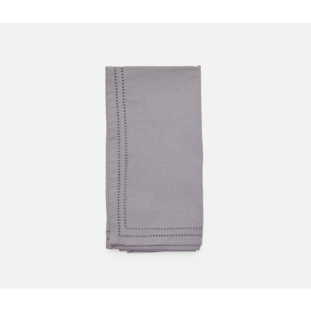 Betty Steel Gray Double Eyelet Cocktail Napkin Cotton Canvas 10X10 Pack/4