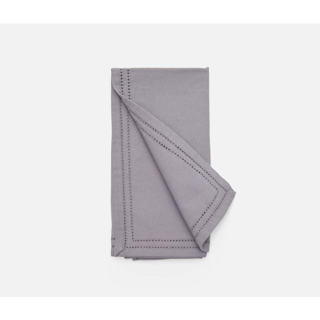 Betty Steel Gray Double Eyelet Cocktail Napkin Cotton Canvas 10X10 Pack/4