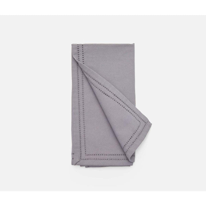 Betty Steel Gray Double Eyelet Cocktail Napkin Cotton Canvas 10X10 Pack/4