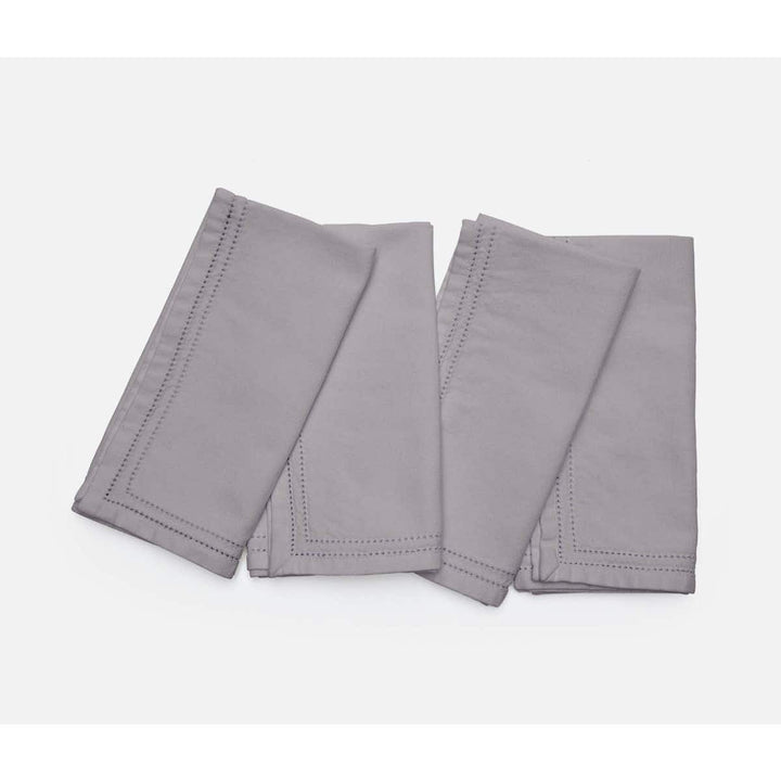 Betty Steel Gray Double Eyelet Cocktail Napkin Cotton Canvas 10X10 Pack/4