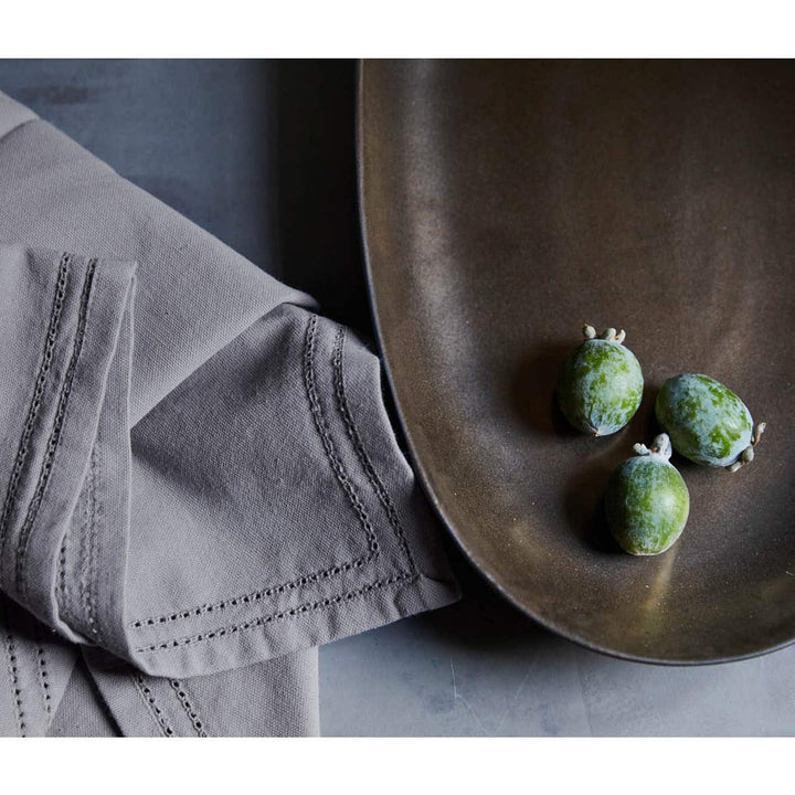 Betty Steel Gray Double Eyelet Cocktail Napkin Cotton Canvas 10X10 Pack/4