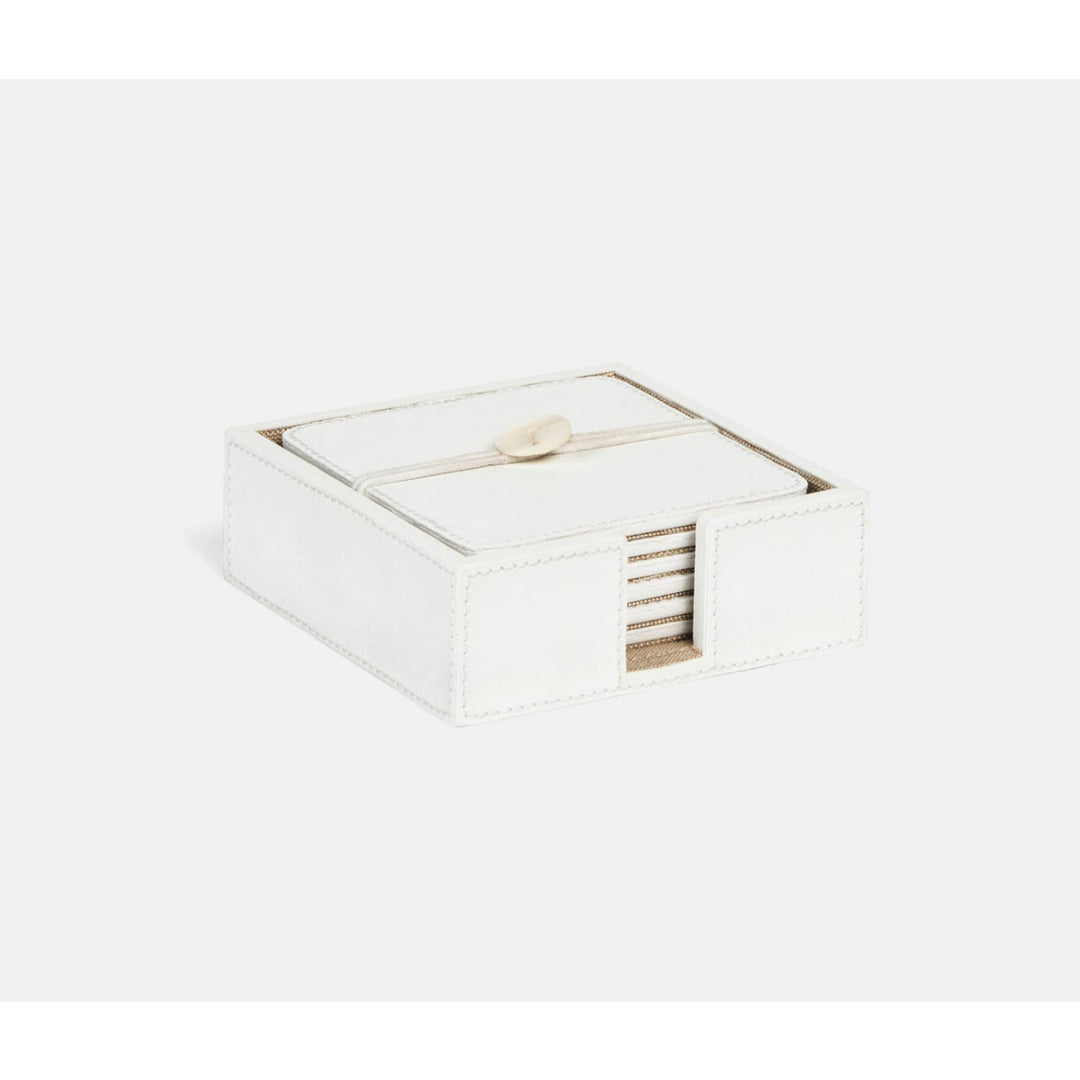 Brisbane Bright White Coasters Set Of 6 Square Marine Leather