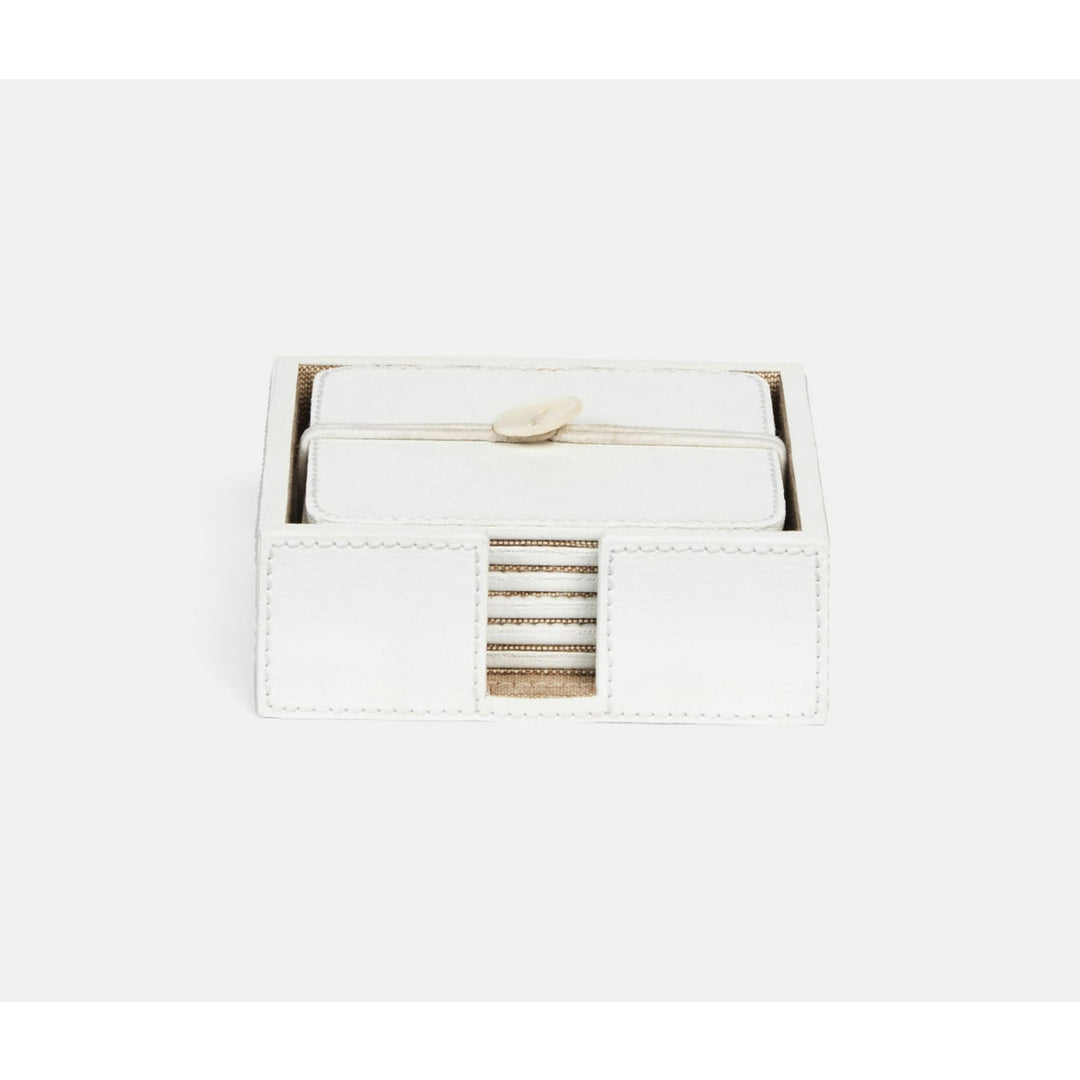 Brisbane Bright White Coasters Set Of 6 Square Marine Leather